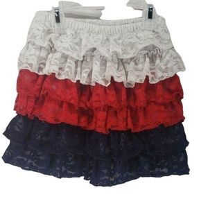 Americana red white Toddler Tiered Lace Skirt 5T‎